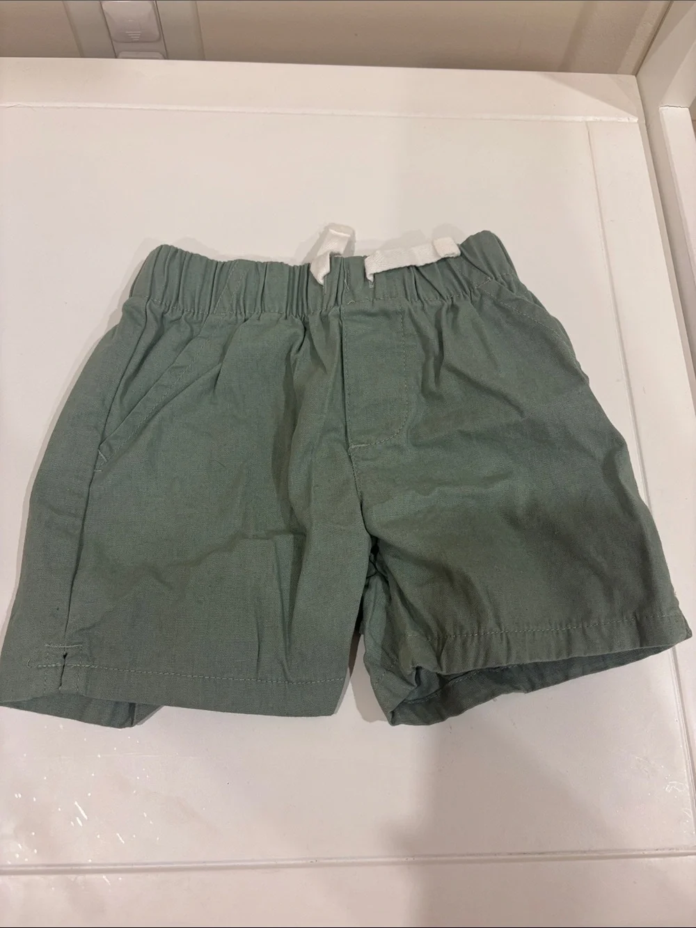 Carter's Light Sage Green Elastic Waist Baby Shorts